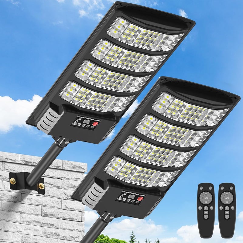 Vipzon Solar Lights Outdoor - 6500K Solar Street Lights Outdoor Dusk to Dawn, 270° Wide Angle Security Flood Light IP66 Waterproof Solar Lights, Motion Sensor Led Street Lights For Yard/Road/Farm-2PACK - Image 1
